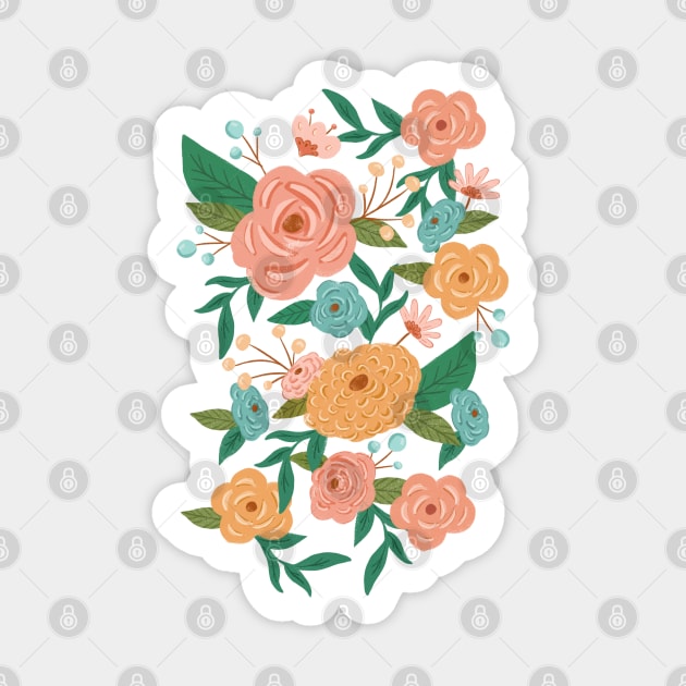 Painted Florals on Green Sticker by latheandquill